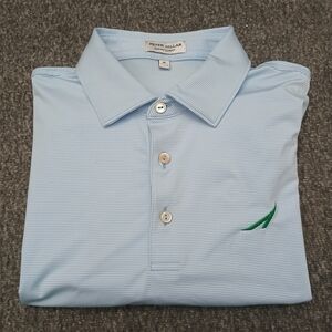 Peter Millar Golf Polo Shirt Mens Size Medium Blue Striped Summer Comfort